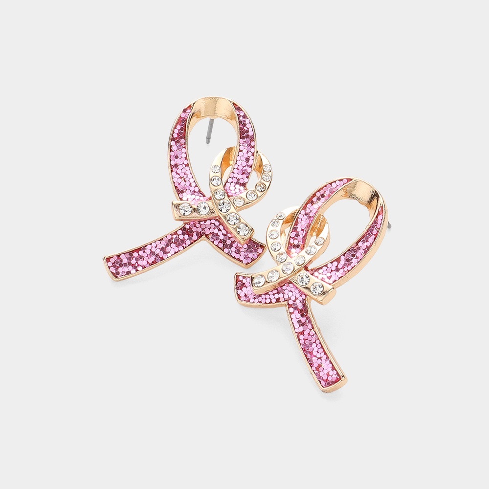 Elegant Pink Ribbon Earrings
